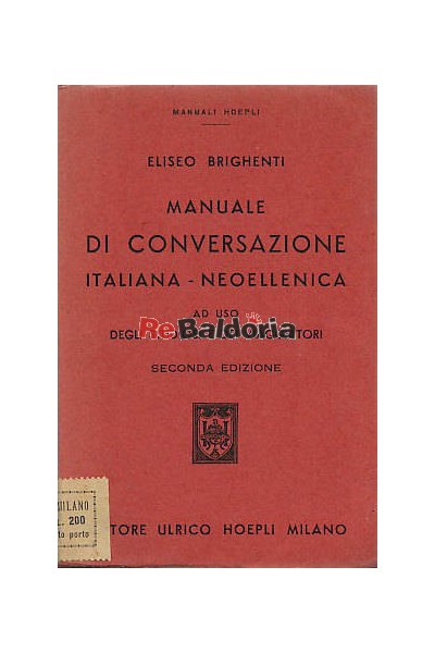 Manuale di conversazione italiana-neoellenica ad uso degli studiosi e dei viaggiatori