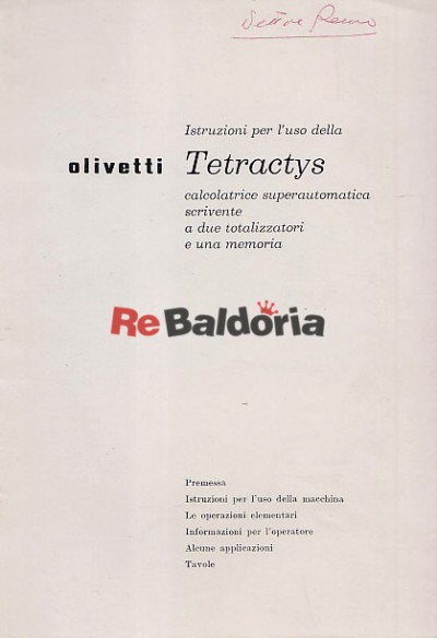 Istruzioni per l'uso della Olivetti Tetractys