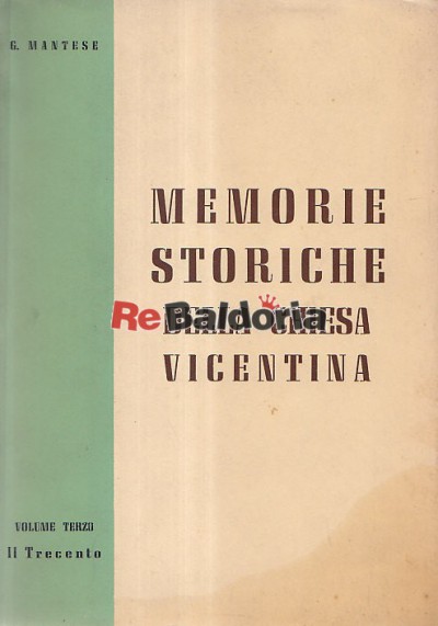 Memorie Storiche Della Chiesa Vicentina - Il Trecento