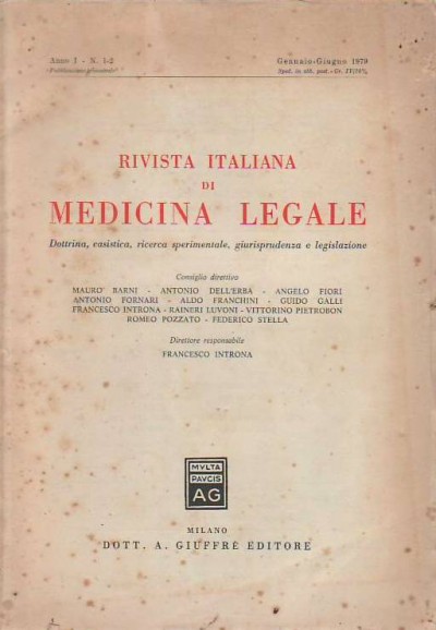 Rivista italiana di medicina legale anno 1 n. 1-2